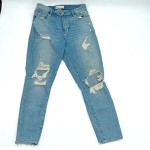 Abercrombie & Fitch cropped high rise distressed jeans “love curves” size 29